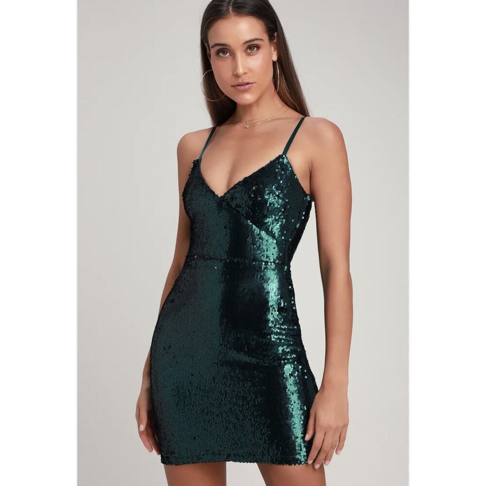 Lulu's Green Sequin Mini Dress